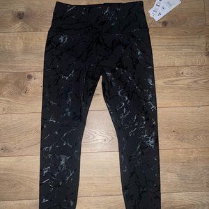 RBX Full length high waisted legging, black with shiny marble size Medium